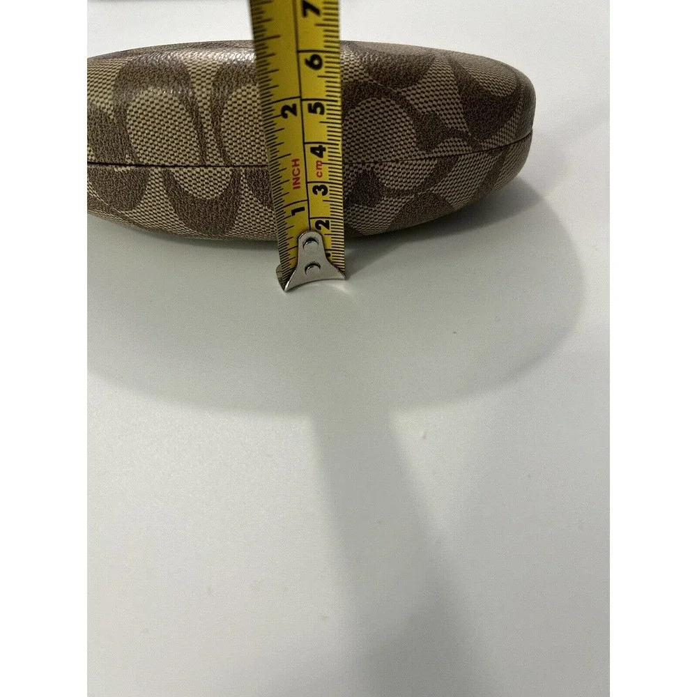 Coach Signature C Monogram Tan Brown Hard Clamshell Eye Glasses Sunglasses Case - Picture 9 of 11